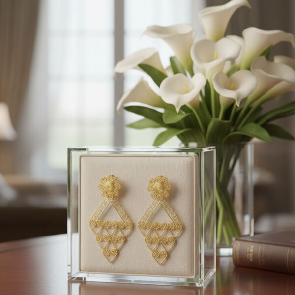 Handcrafted Gold-Tone Geometric Filigree Earrings